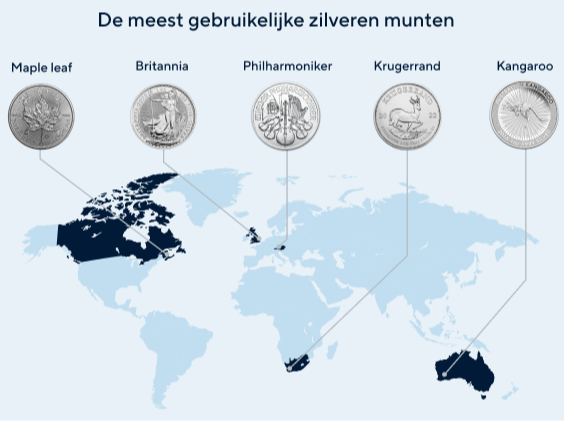 Zilveren munten per land