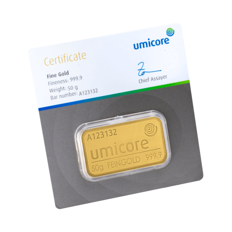 50 gram goudbaar Umicore