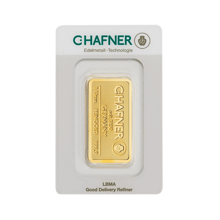 1 troy ounce goudbaar C. Hafner