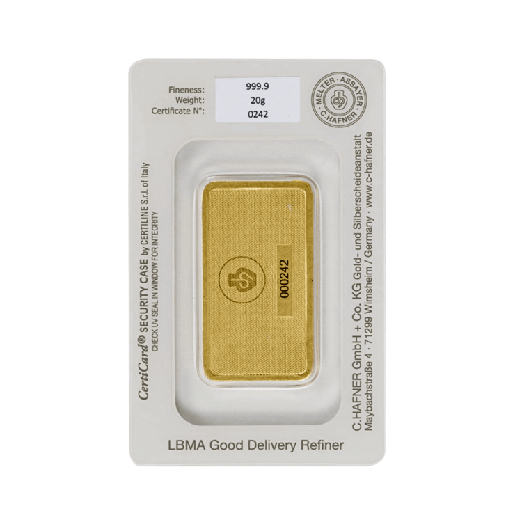 20 gram goudbaar C. Hafner