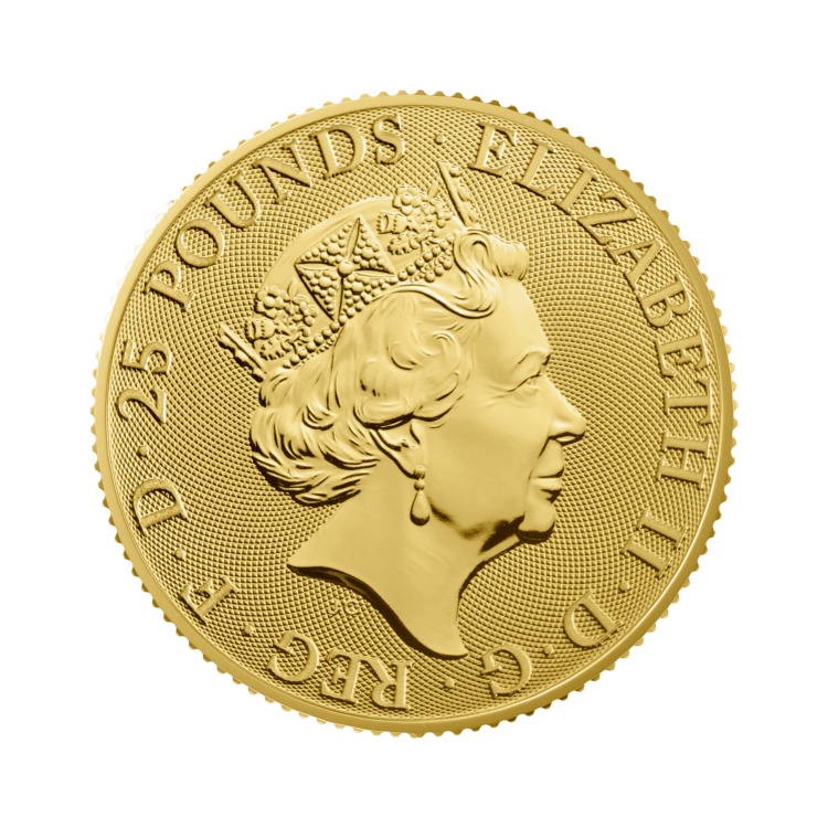 1/4 troy ounce gouden Queen's Beasts munt