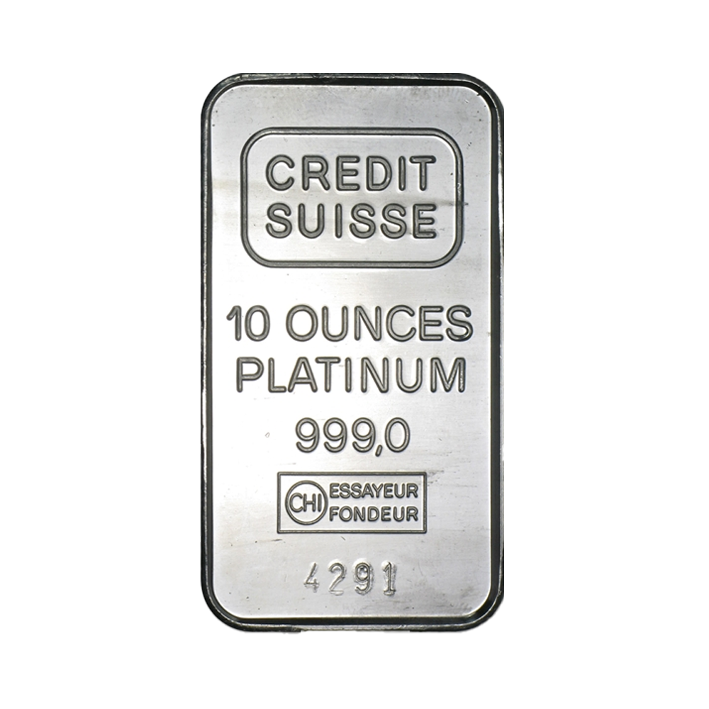 10 troy ounce Platina baar zonder btw, levering in douane entrepot