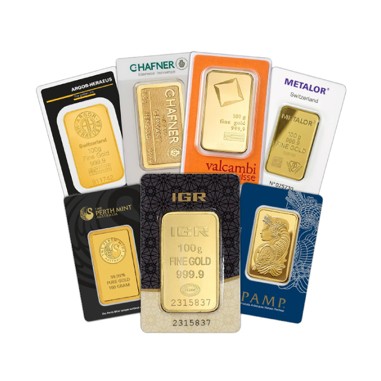 100 gram goudbaar diverse producenten