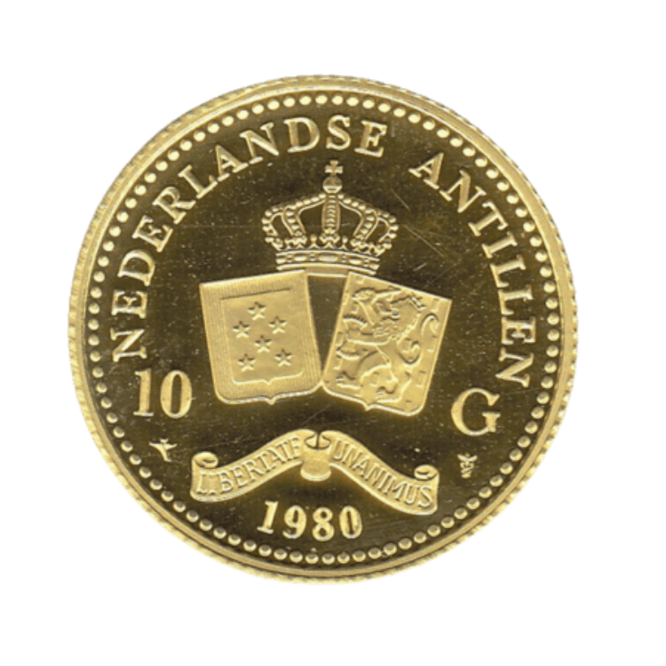 Gouden 10 gulden Nederlandse Antillen munt (1980-2005)