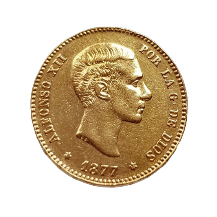 Gouden 25 Pesetas munt uit Spanje
